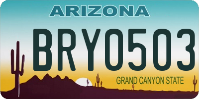 AZ license plate BRY0503