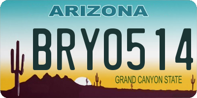 AZ license plate BRY0514