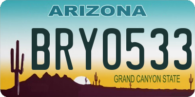 AZ license plate BRY0533