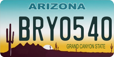 AZ license plate BRY0540