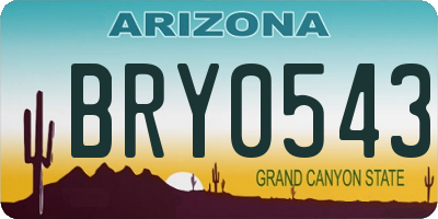 AZ license plate BRY0543