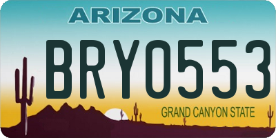 AZ license plate BRY0553