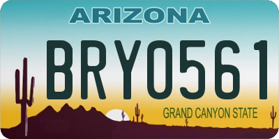 AZ license plate BRY0561