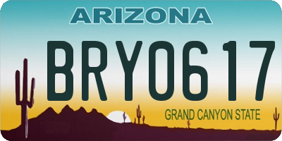 AZ license plate BRY0617