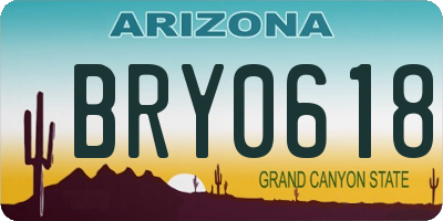 AZ license plate BRY0618