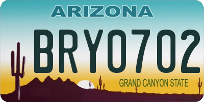 AZ license plate BRY0702