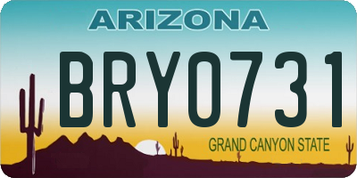 AZ license plate BRY0731