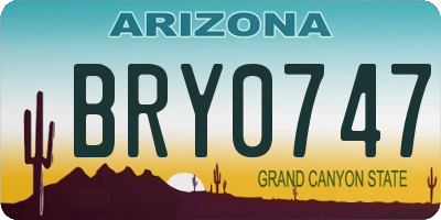 AZ license plate BRY0747