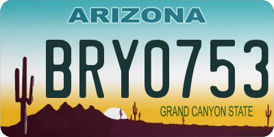 AZ license plate BRY0753
