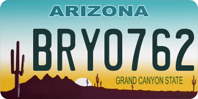 AZ license plate BRY0762