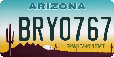 AZ license plate BRY0767