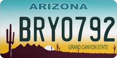 AZ license plate BRY0792