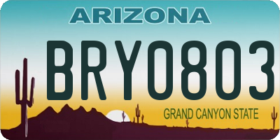 AZ license plate BRY0803