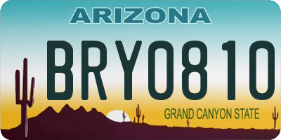 AZ license plate BRY0810