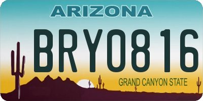 AZ license plate BRY0816
