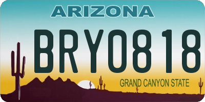 AZ license plate BRY0818