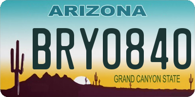 AZ license plate BRY0840
