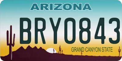 AZ license plate BRY0843