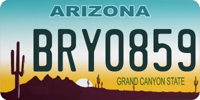 AZ license plate BRY0859