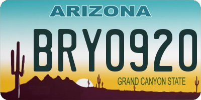 AZ license plate BRY0920
