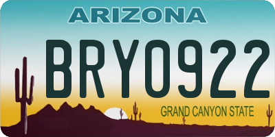 AZ license plate BRY0922