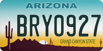 AZ license plate BRY0927