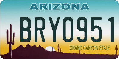 AZ license plate BRY0951