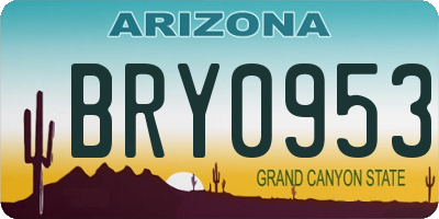 AZ license plate BRY0953
