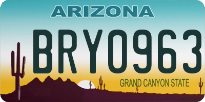 AZ license plate BRY0963