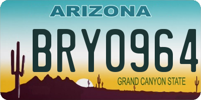 AZ license plate BRY0964