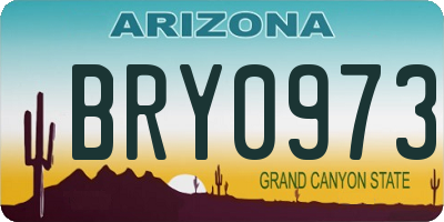 AZ license plate BRY0973