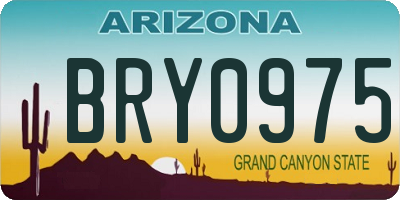 AZ license plate BRY0975