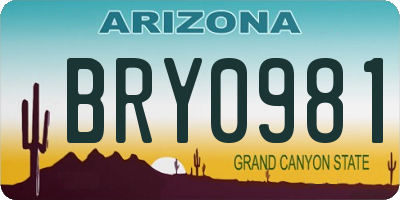 AZ license plate BRY0981
