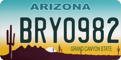 AZ license plate BRY0982