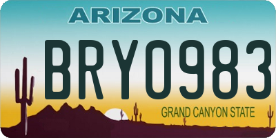 AZ license plate BRY0983