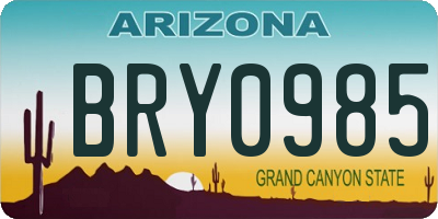 AZ license plate BRY0985