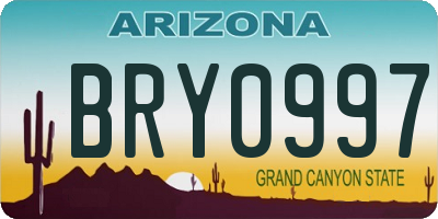 AZ license plate BRY0997