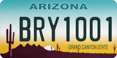 AZ license plate BRY1001