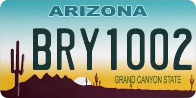 AZ license plate BRY1002