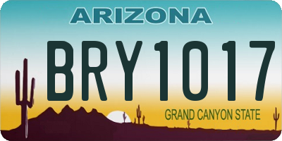 AZ license plate BRY1017