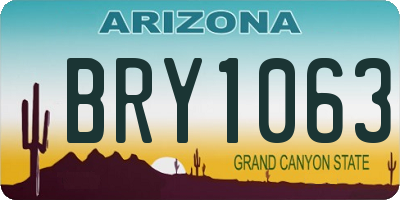 AZ license plate BRY1063