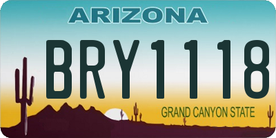 AZ license plate BRY1118