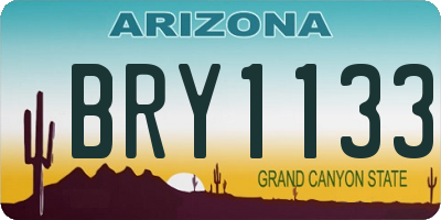 AZ license plate BRY1133