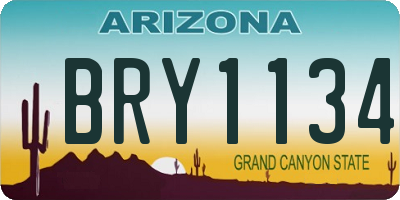 AZ license plate BRY1134