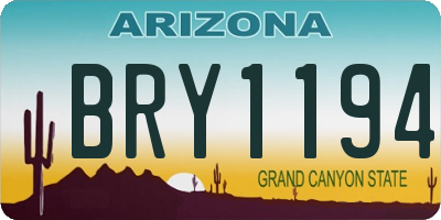 AZ license plate BRY1194