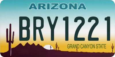 AZ license plate BRY1221