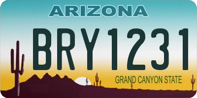 AZ license plate BRY1231