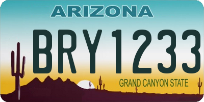 AZ license plate BRY1233