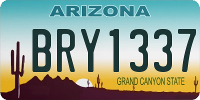 AZ license plate BRY1337