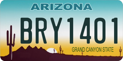 AZ license plate BRY1401